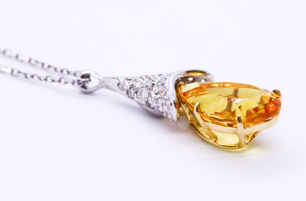 SALAVETTI 18 KT GOLD NECKLACE CHAIN WITH DIAMONDS AND YELLOW TOPAZ