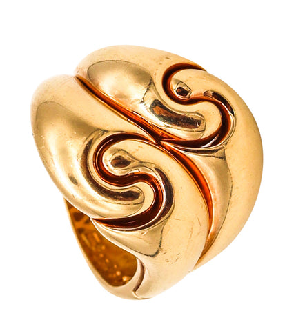 Marina B. Bvlgari Swirls Doppio Ring In Solid 18Kt Yellow Gold