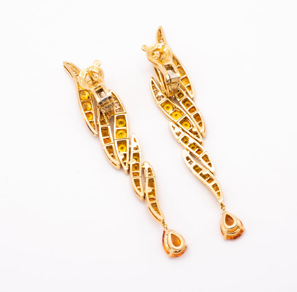 *Van Cleef & Arpels Paris Drop earrings in 18 kt with 14.72 Cts in diamonds sapphires mandarin garnet