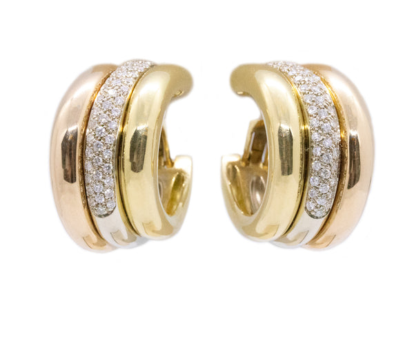 CARTIER PARIS 18 KT HOOP EARRINGS WITH 1.35 Cts DIAMONDS