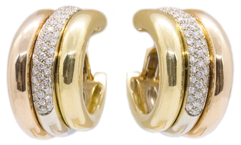 CARTIER PARIS 18 KT HOOP EARRINGS WITH 1.35 Cts DIAMONDS