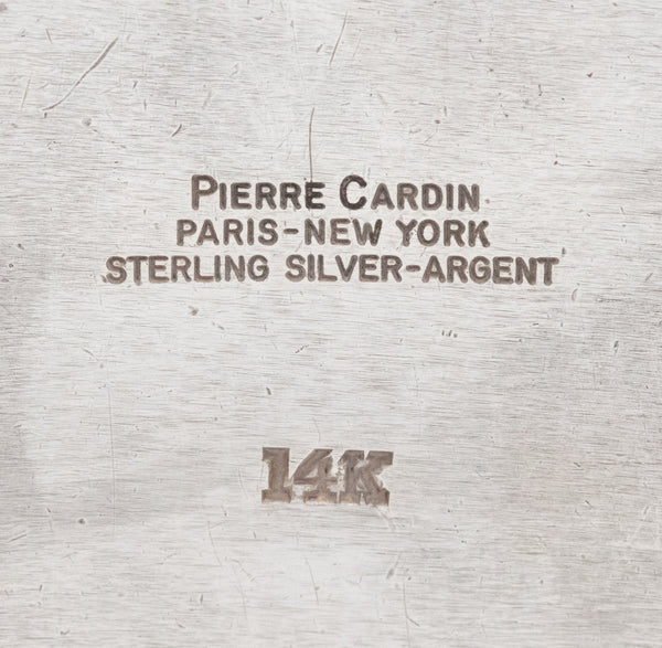 PIERRE CARDIN 1970 PARIS 14 KT GOLD & STERLING MODERNIST CUFF BRACELET