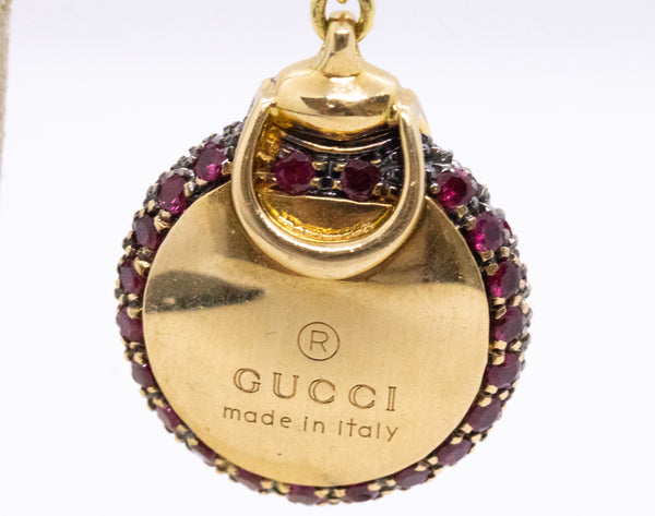 GUCCI ITALY 18 KT HORSE BIT EARRINGS WITH 3.50 Cts OF BURMA RUBIES