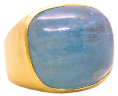 H. STERN 18 KT RING WITH MASSIVE 35.51 CT BLUE AQUAMARINE