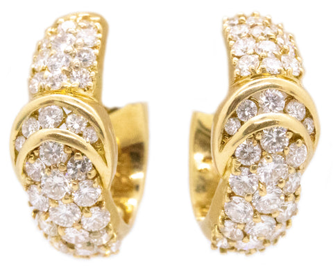 HAMMERMAN BROTHERS 18 KT HALF HOOP EARRINGS WITH 4.68 Cts IN DIAMONDS