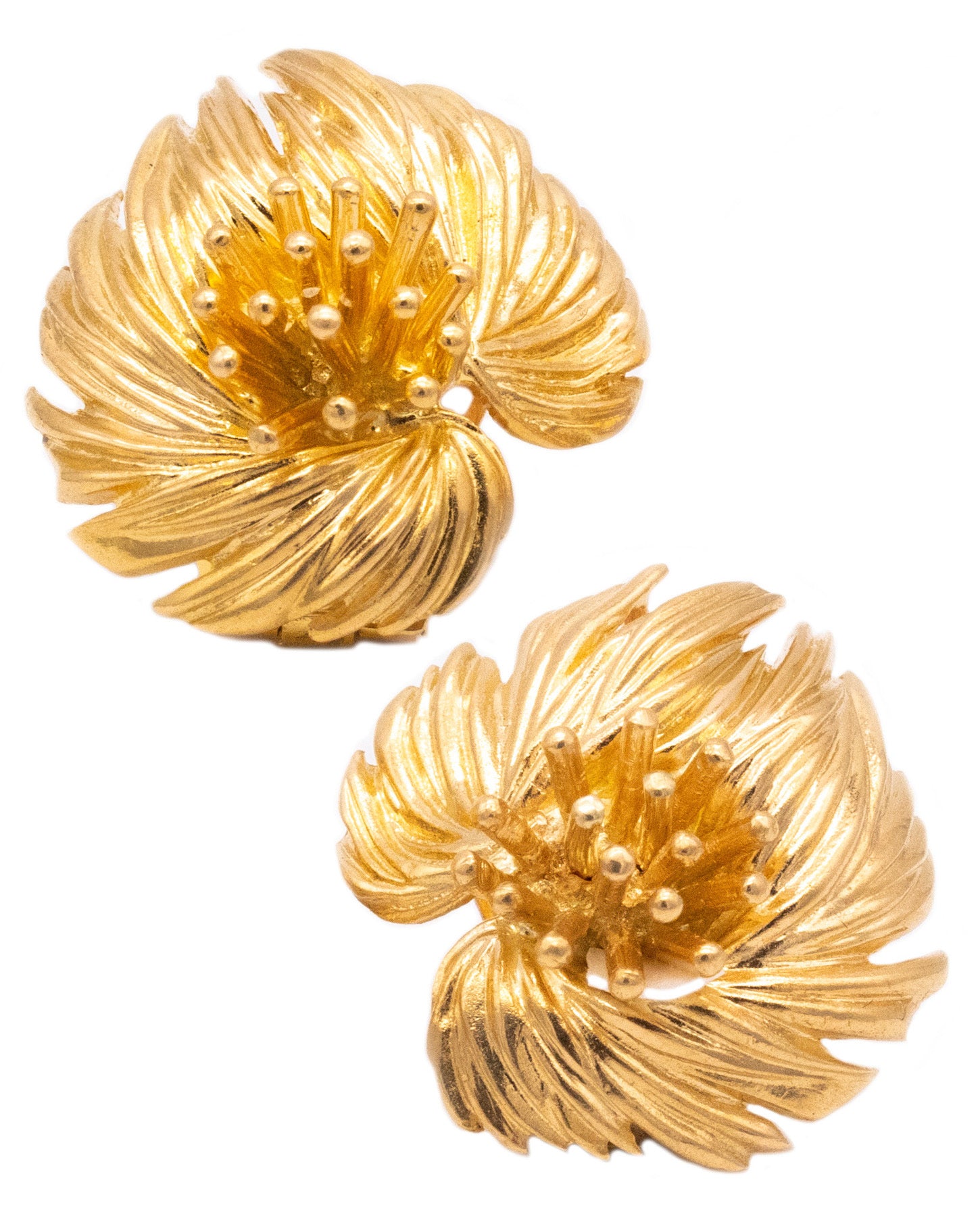 Van Cleef And Arpels 1959 Paris Organic Textured Earrings In 18Kt Yellow Gold
