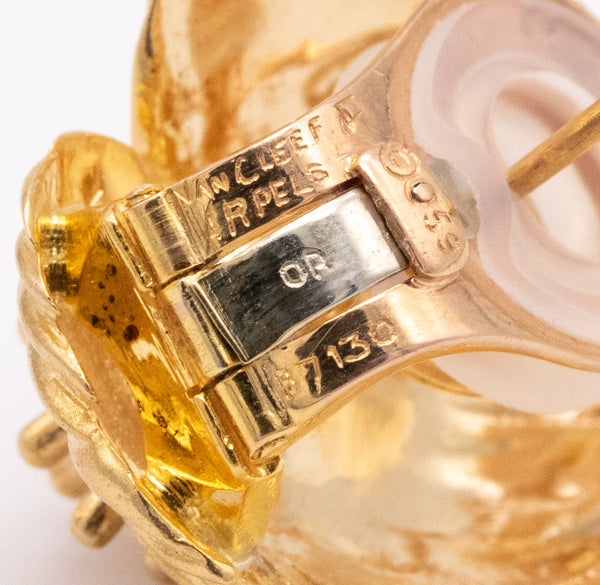 Van Cleef And Arpels 1959 Paris Organic Textured Earrings In 18Kt Yellow Gold