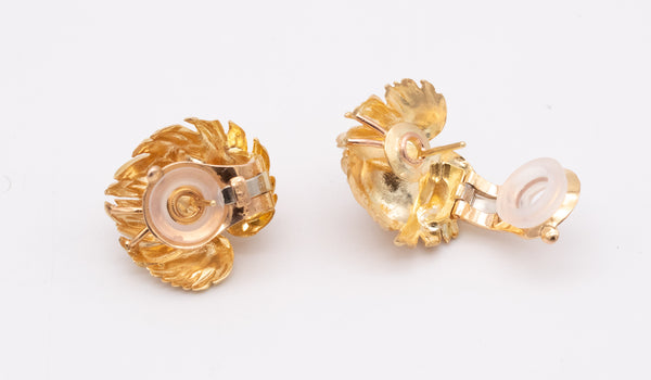 Van Cleef And Arpels 1959 Paris Organic Textured Earrings In 18Kt Yellow Gold