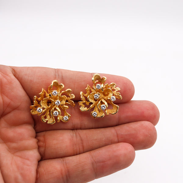Boucheron Paris 1950 Rare Suite of Earrings And Ring In 18Kt Gold With 2.16 Ctw Diamonds