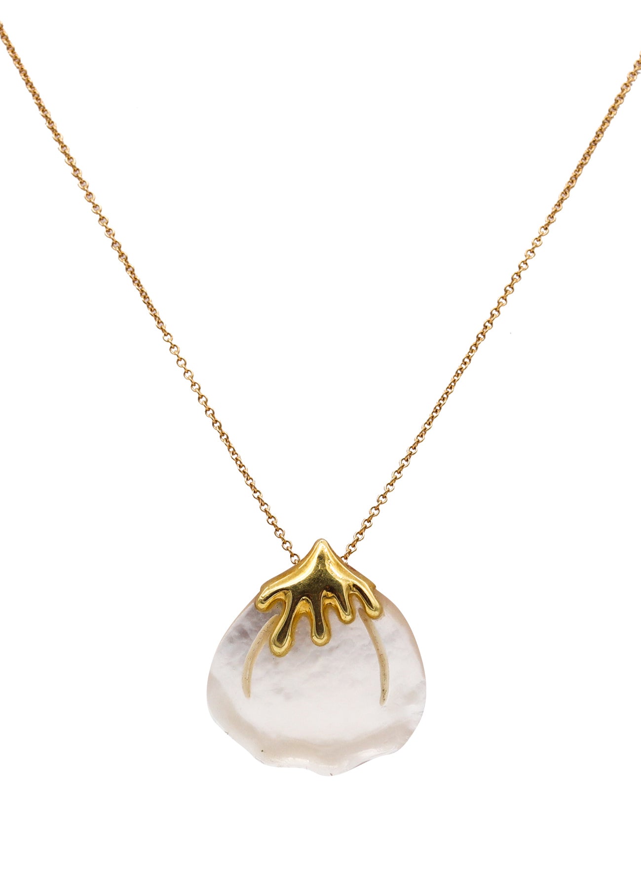 Tiffany & Co 1976 Angela Cummings White Nacre Petal Necklace In 18 Kt Yellow Gold