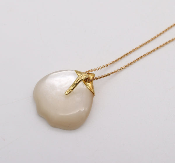 Tiffany & Co 1976 Angela Cummings White Nacre Petal Necklace In 18 Kt Yellow Gold