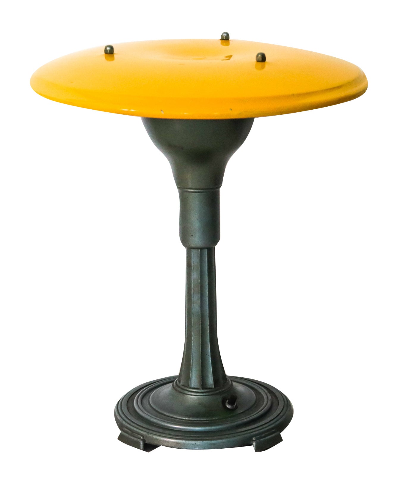 Melville G. Willer 1930 Art Deco Metalware Table Lamp With Yellow Lacquer