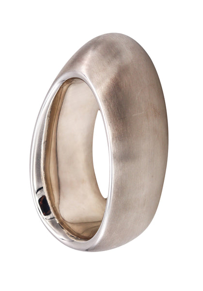 -Monica Coscioni Roma Ovoid Sculptural Bangle Bracelet In Solid .925 Sterling Silver