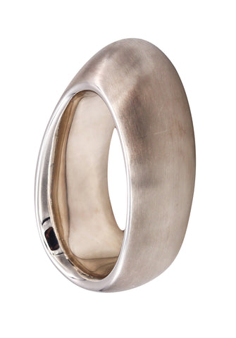 -Monica Coscioni Roma Ovoid Sculptural Bangle Bracelet In Solid .925 Sterling Silver