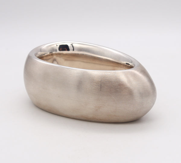 -Monica Coscioni Roma Ovoid Sculptural Bangle Bracelet In Solid .925 Sterling Silver