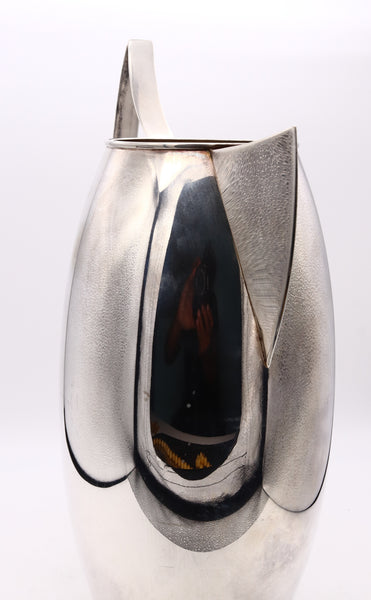 Cleto Munari 1985 Milano Architectural Water Pitcher Jar In Solid 925 Sterling Silver