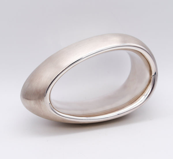 -Monica Coscioni Roma Ovoid Sculptural Bangle Bracelet In Solid .925 Sterling Silver