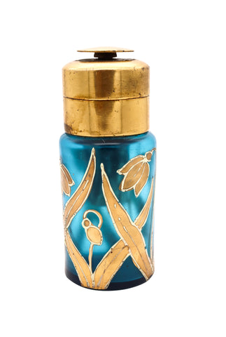 FRENCH ART NOUVEAU 1915 ENAMELLED ART GLASS PERFUME PUSH ATOMIZER