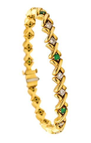 -Tiffany Co. Riviera Bracelet In 18Kt Gold With 2.45 Ctw In Diamonds And Emeralds