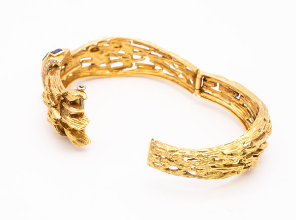 CHAUMET 1954 PARIS 18 KT YELLOW GOLD RETRO BRACELET WITH 3.79 Cts OF DIAMONDS & SAPPHIRES