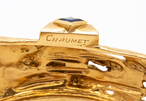CHAUMET 1954 PARIS 18 KT YELLOW GOLD RETRO BRACELET WITH 3.79 Cts OF DIAMONDS & SAPPHIRES