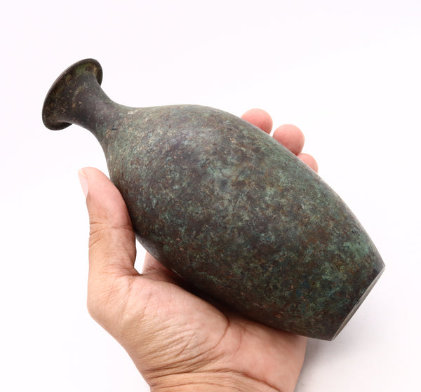 GAB OF SWEDEN 1920-30 SCANDINAVIAN GREENISH PATINATED BRONZE VASE