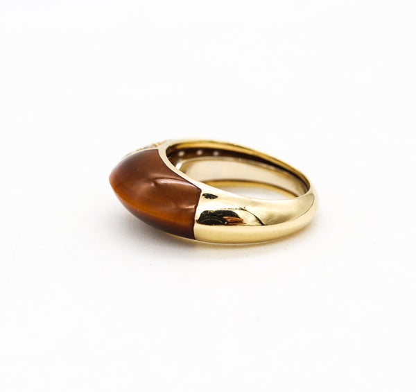 Cartier Paris Geometric Ring In 18Kt Yellow Gold With 5.46 Ctw Diamonds & Tiger Eye Quartz