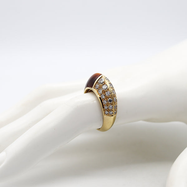 Cartier Paris Geometric Ring In 18Kt Yellow Gold With 5.46 Ctw Diamonds & Tiger Eye Quartz