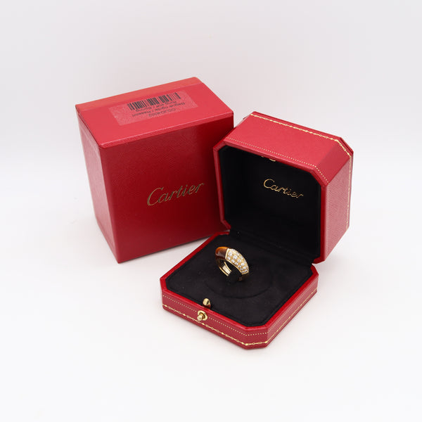 Cartier Paris Geometric Ring In 18Kt Yellow Gold With 5.46 Ctw Diamonds & Tiger Eye Quartz