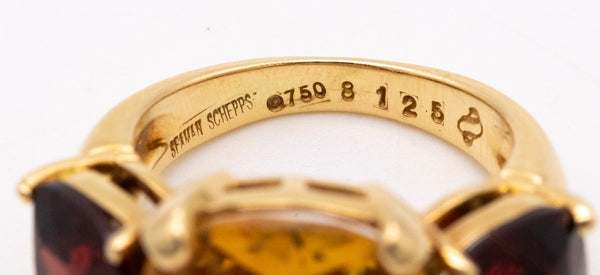 SEAMAN SCHEPPS RING IN 18 KT YELLOW GOLD WITH 12.40 Ctw IN GEMSTONES