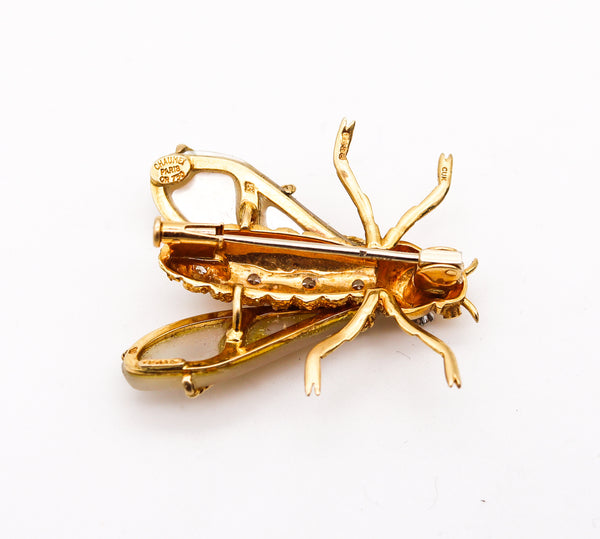 -Chaumet Paris 1960 Jeweled Bee Brooch In 18Kt Yellow Gold With 1.14 Ctw In Diamonds
