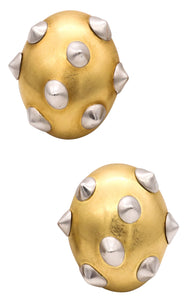 Angela Cummings 1984 New York Oval Spikes Earrings In 18Kt Yellow Gold And Platinum