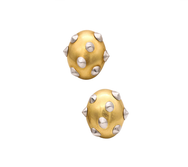 Angela Cummings 1984 New York Oval Spikes Earrings In 18Kt Yellow Gold And Platinum