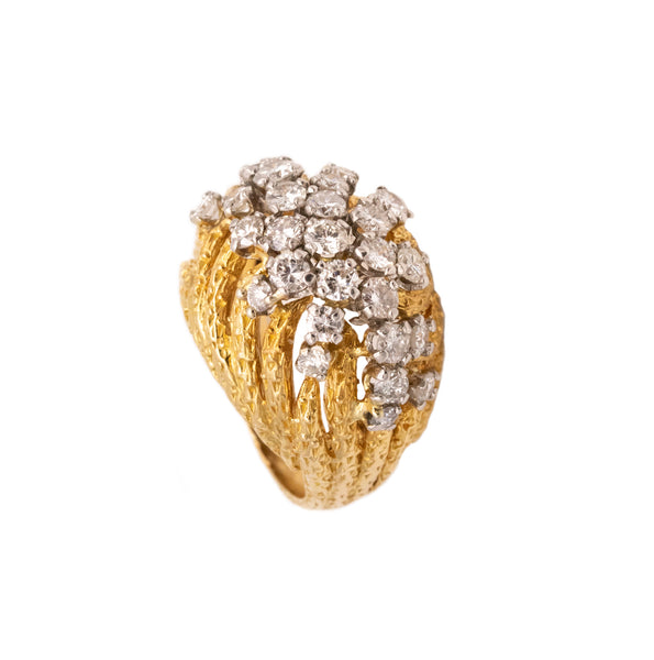 Kutchinsky 1972 London 18Kt Gold And Platinum Ring With 1.82 Ctw VS Diamonds