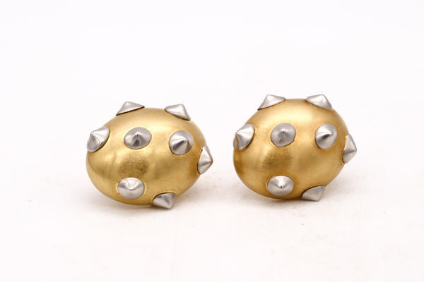 Angela Cummings 1984 New York Oval Spikes Earrings In 18Kt Yellow Gold And Platinum