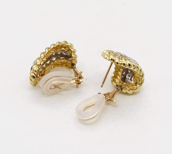 *Henry Dunay New York Twisted Rope Earrings in 18Kt Yellow Gold With 2.10 Ctw In Diamonds