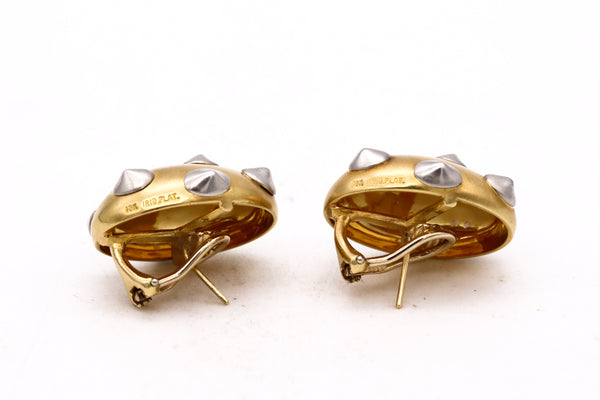 Angela Cummings 1984 New York Oval Spikes Earrings In 18Kt Yellow Gold And Platinum