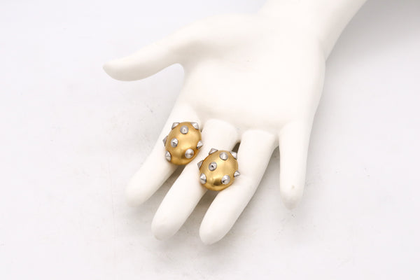 Angela Cummings 1984 New York Oval Spikes Earrings In 18Kt Yellow Gold And Platinum