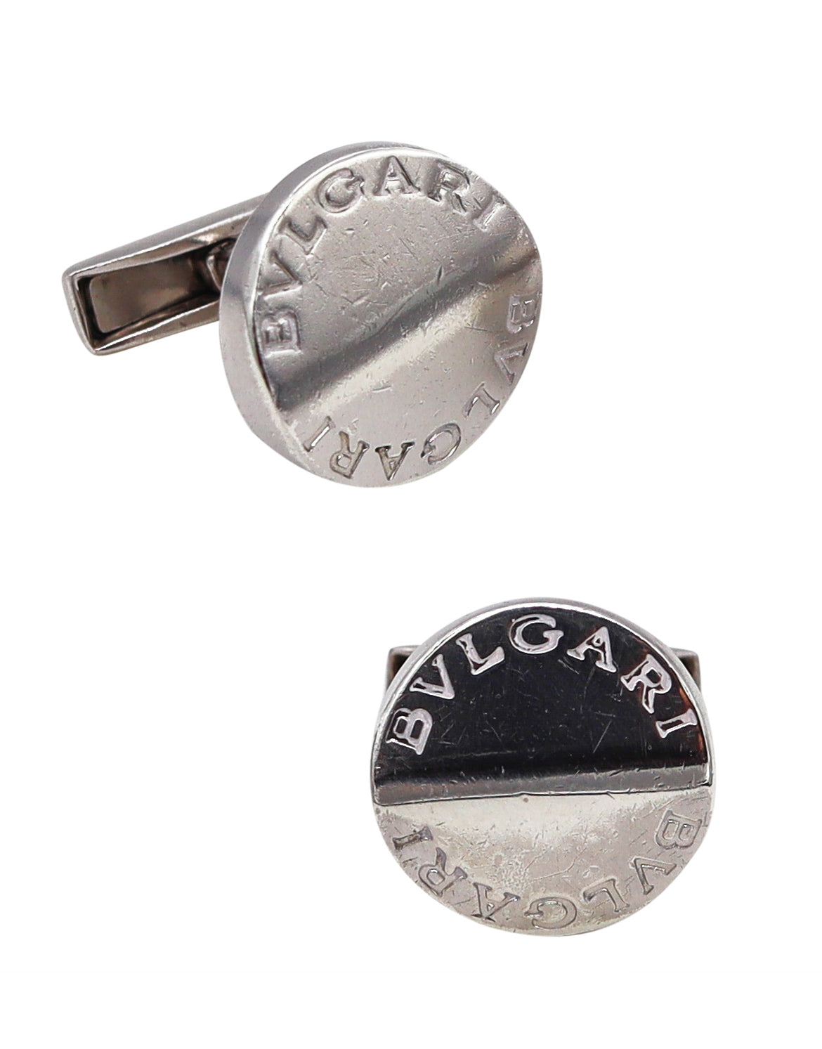 Bvlgari Roma Vintage Pair Of Cufflinks In Solid .925 Sterling Silver