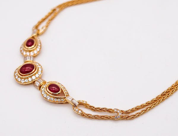 -Cartier George L'Enfant Necklace In 18Kt Gold With 10.42 Cts Of Burmese Rubies And Diamonds