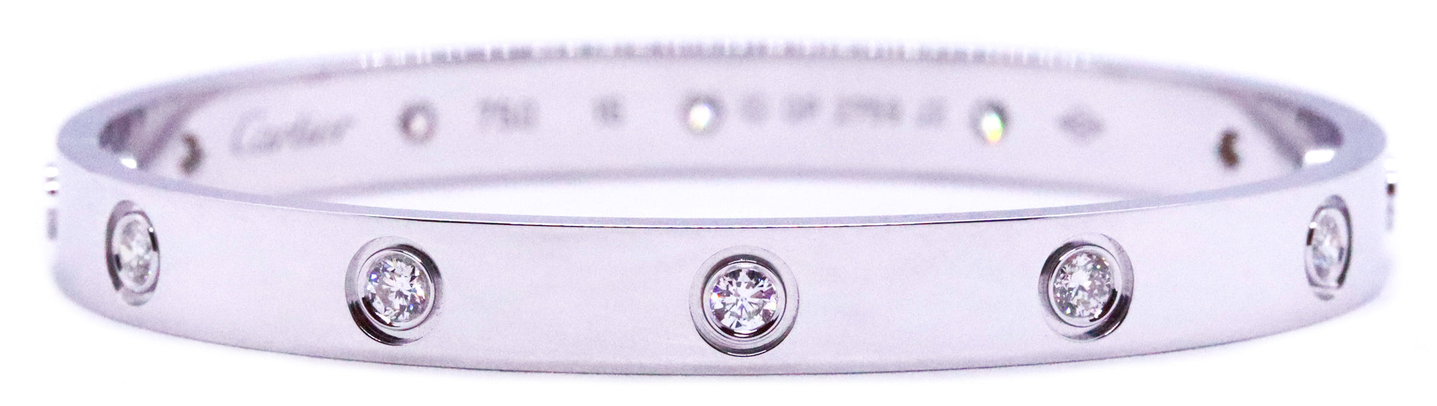 Cartier LOVE 10 Diamond Bracelet in 18k White Gold 0.96 CTW