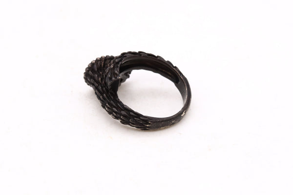 Boucheron Paris Serpent Boheme Ring In 18Kt Blackened Gold With Burmese Rubies