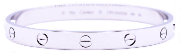 CARTIER LOVE BRACELET 18 KT WHITE GOLD SIZE 17 NIB WITH SCREWDRIVER