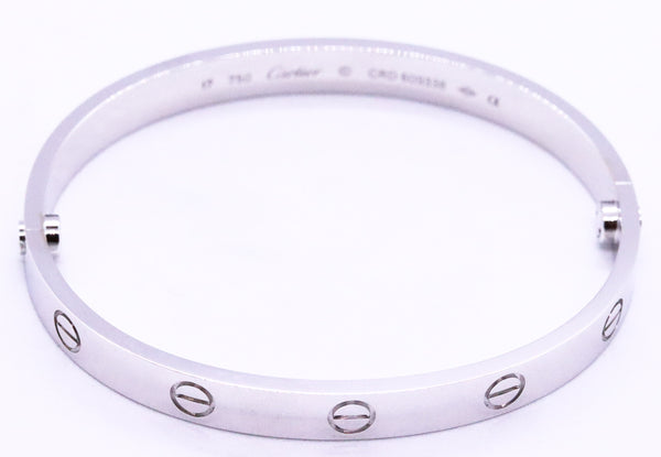 CARTIER LOVE BRACELET 18 KT WHITE GOLD SIZE 17 NIB WITH SCREWDRIVER