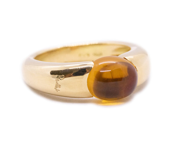 *Pomellato Milan 18 kt gold ring with 4.01 Cts cabochon of Mandarin citrine
