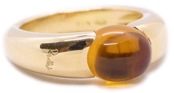 *Pomellato Milan 18 kt gold ring with 4.01 Cts cabochon of Mandarin citrine