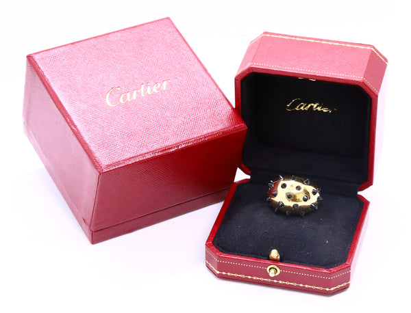 CARTIER RARE ONYX PANTHERE 18 KT YELLOW GOLD DOME RING