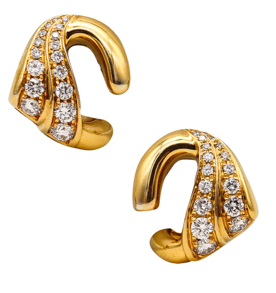 -Bvlgari Roma Clips Earrings In 18Kt Yellow Gold With 1.76 Cts In VS Diamonds