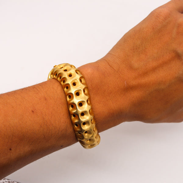 Angela Cummings Studios 1987 New York Rare Honeycombs Bracelet In Solid 18Kt Yellow Gold