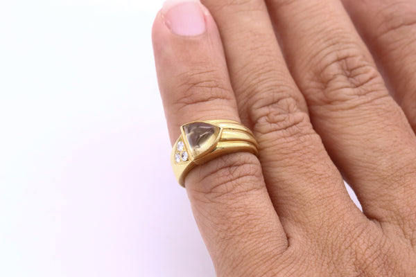 Cartier Vintage Ring In 18Kt Gold With 1.78 Ctw In VS Diamonds And Citrine